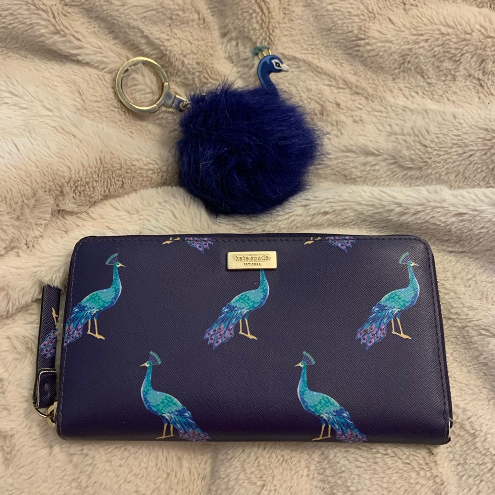 Kate Spade Peacock Wallet with Matching Key Chain
